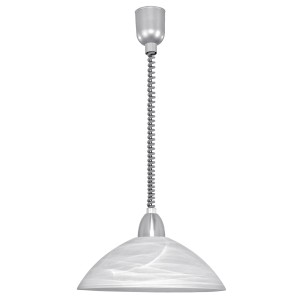 Eglo Pendelleuchte Lord 2, Nickel matt, Alabasterglas weiß, H 110cm, Ø 36cm