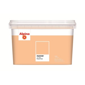 Alpina Innenfarbe Pantone Peach Fuzz 2,5 l Eimer. Pastellorange matte Wandfarbe für Innenräume.