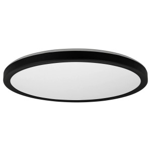 Schwarze E2 Elektro LED Deckenleuchte R420, rund, 24W, IP54 für Wand und Decke.