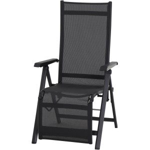 Siena Garden Relaxsessel Tesoro, anthrazitfarben, mit verstellbarer Rückenlehne und Ranotex-Gewebe.