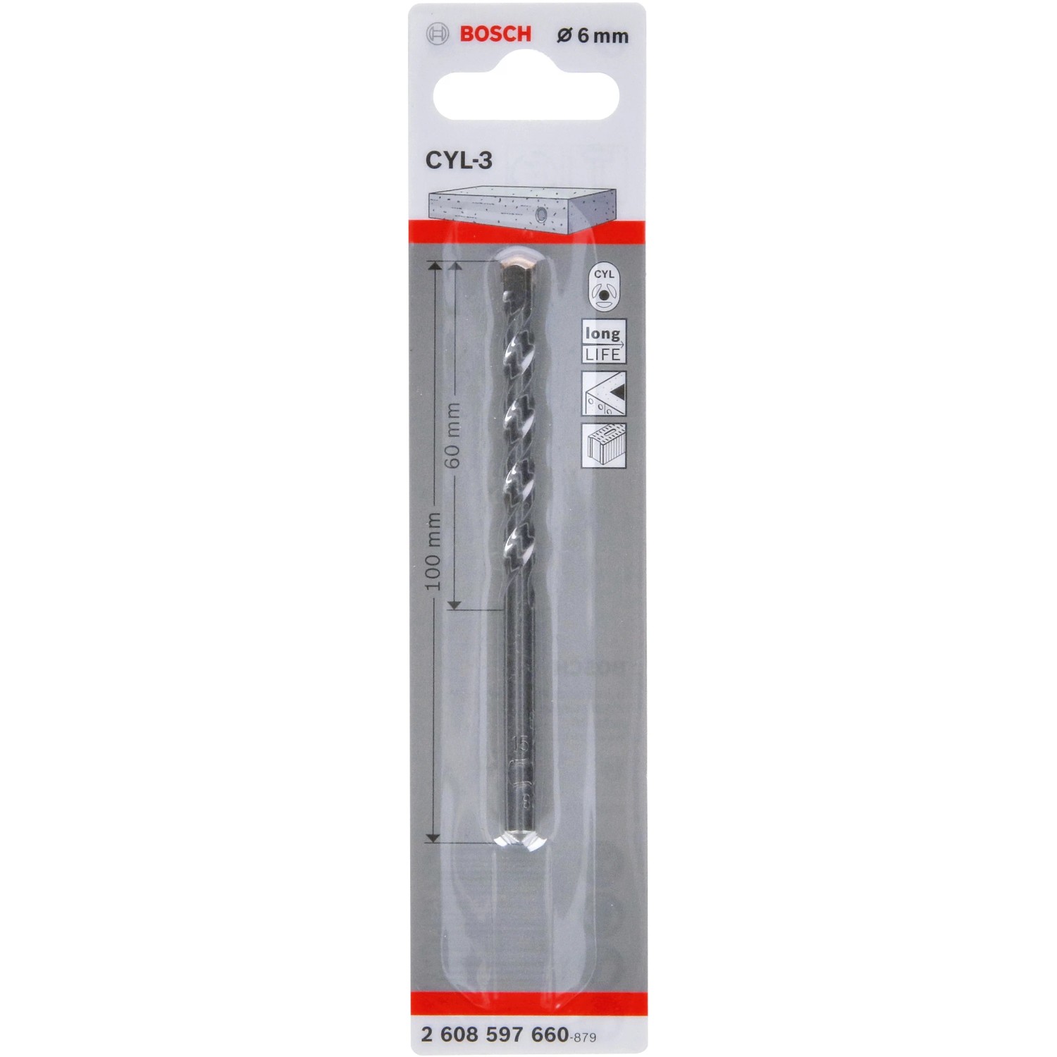Bosch Betonbohrer CYL-3, 5,5 mm, in Verpackung. Geeignet für Beton, Mauerwerk und Kalksandstein.