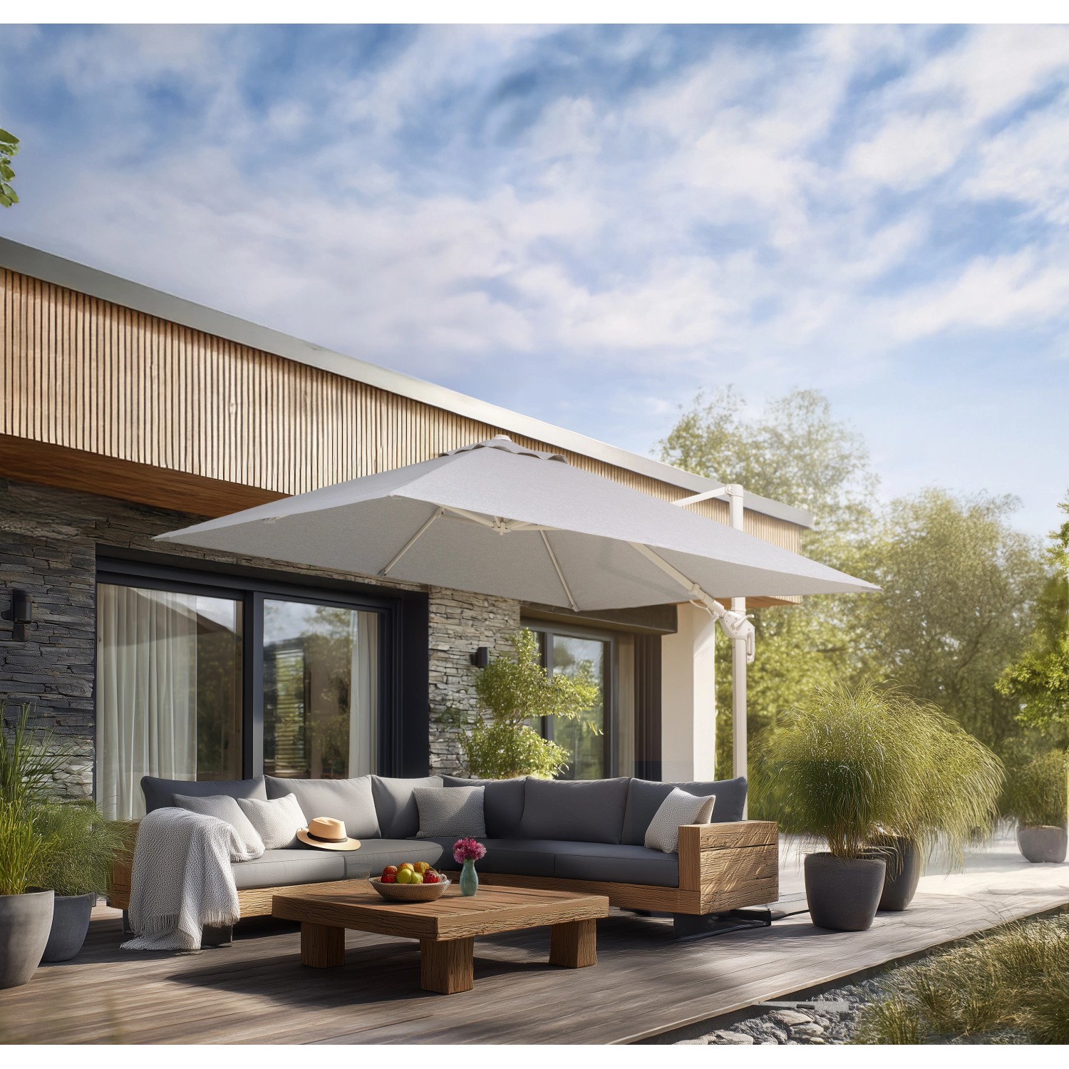 Schneider Ampelschirm Rhodos Twist Comfy 300 cm x 300 cm Greige_6