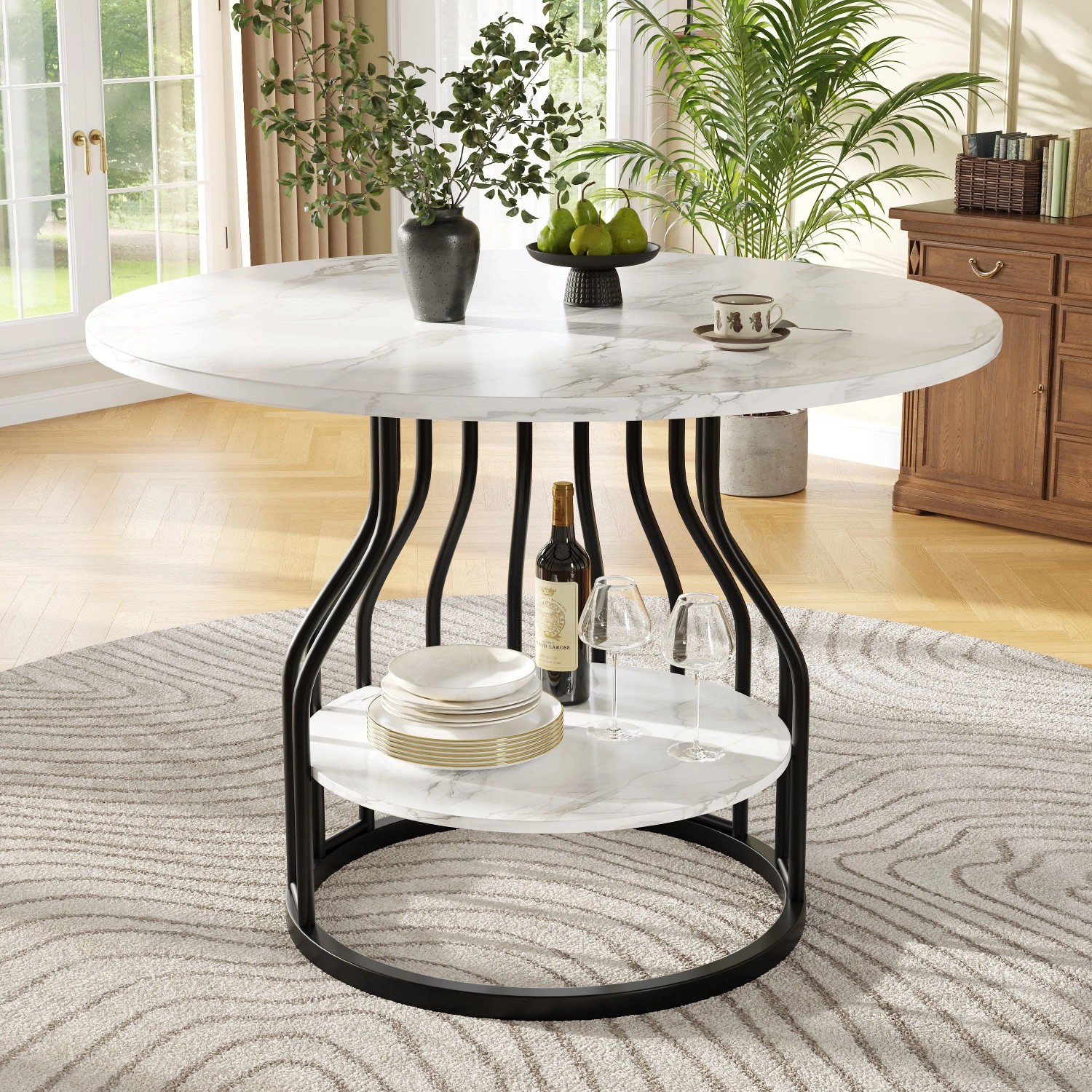 okwish Esstisch Rund Couchtisch für 4 Personen 80 x 80 cm Schwarz kaufen bei OBI