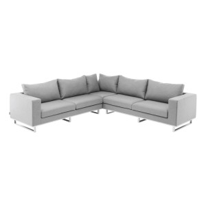 2-teiliges Kettler Lounge-Set Ego Silber, Ecklounge mit silbernem Gestell und grauen Polstern.