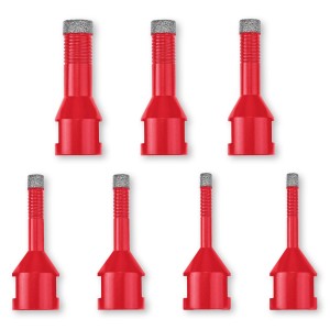 Einhell Fliesenbohrer-Set, 7-teilig, rote Bohrer mit Diamantbesatz für Winkelschleifer.