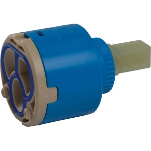 Keramikkartusche Ø 35 mm für Einhebel-Waschtischarmatur, blau und beige.