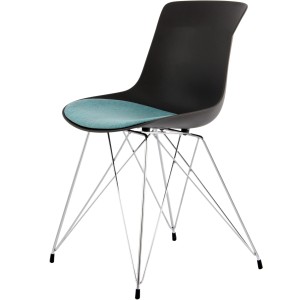 Kayoom Stuhl Emily 110, 2er-Set, schwarz-petrol, mit verchromtem Metallgestell.