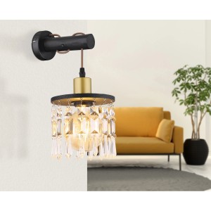 Globo Wandlampe Comma 1-flammig Schwarz-Gold 150 x 370 mm