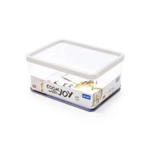 Rotho Vorratsdose Loft Premium, 2,25 l, breit, transparent mit weißem Deckel.