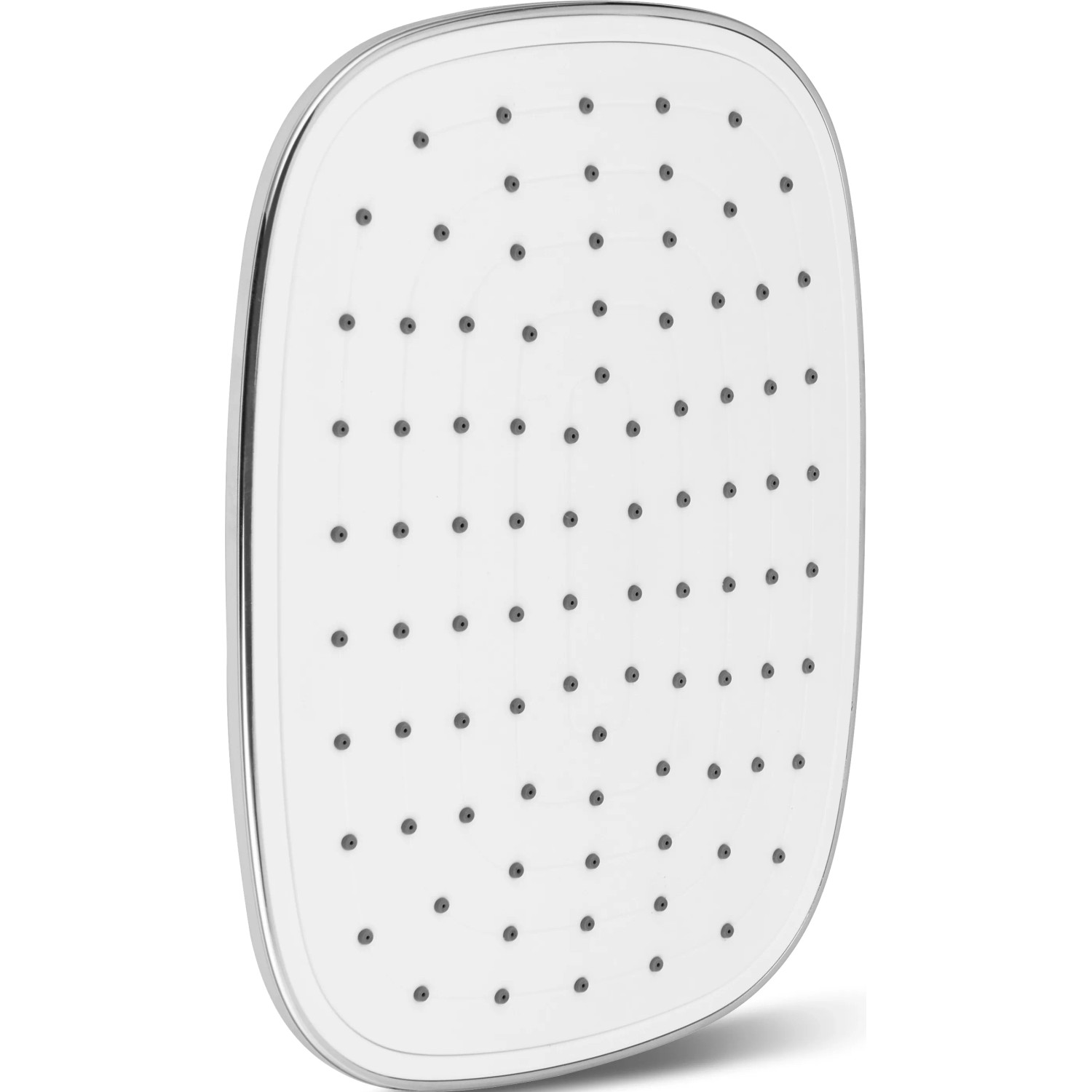 Ovale, verchromte, weiße baliv Kopfbrause KBR-25.50 mit Antikalk-Noppen.