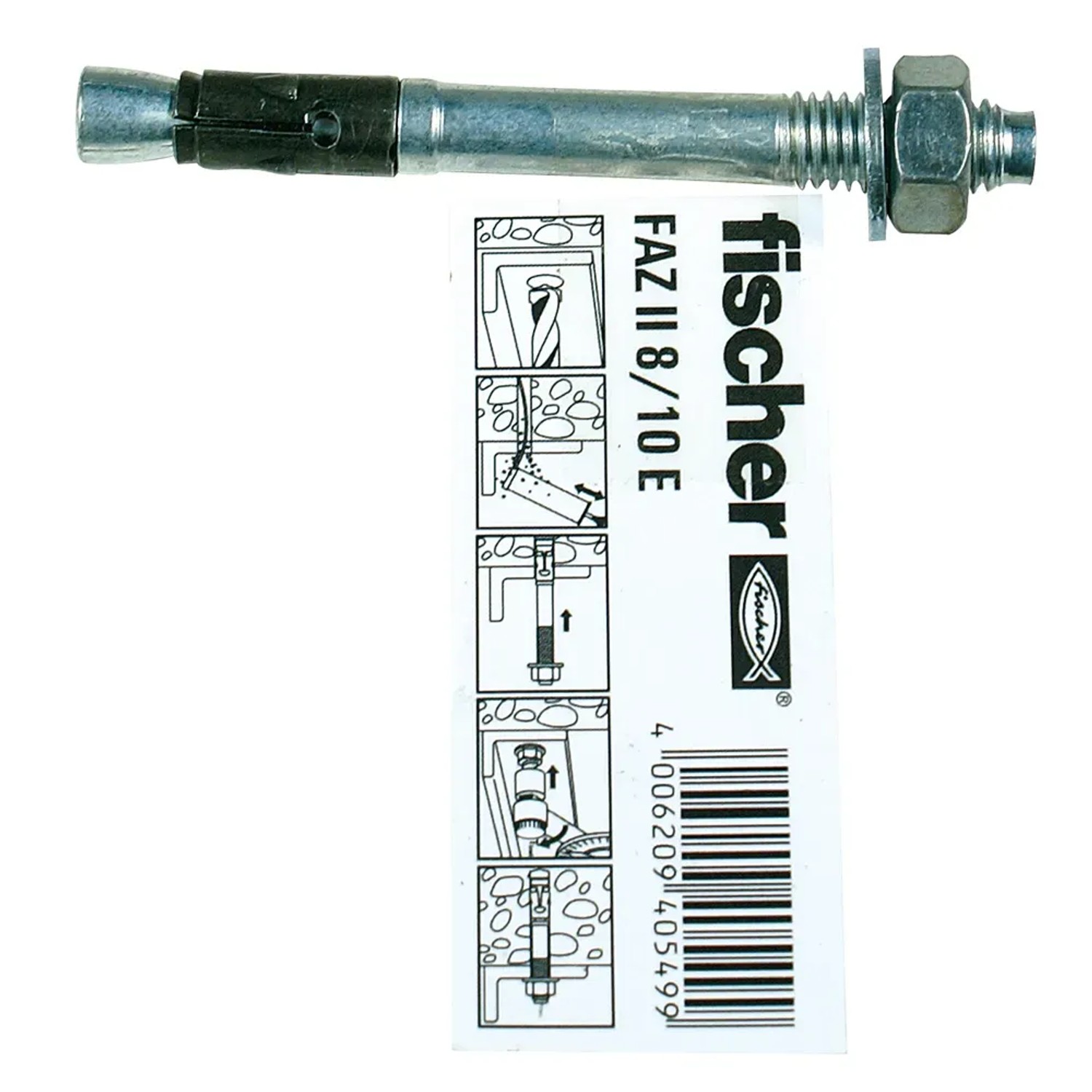 Fischer Bolzenanker FAZ II 8/10, Stahlanker mit Mutter und Unterlegscheibe für Beton.