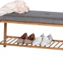 Wenko Schuhbank Bahari Bambus mit grauer Sitzfläche und Schuhablage für 4 Paar Schuhe.