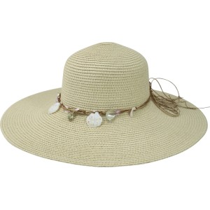 Strohhut Damen Beige Muscheln Gr. 57