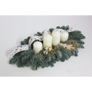 Adventsgesteck mit 4 Kerze 45 cm Creme