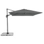 Anthrazitfarbener Doppler Ampelschirm Active II 260x350 cm mit Kurbel und grauem Schirmfuß.