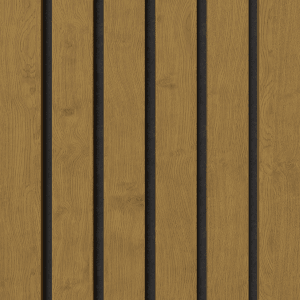 Denpanels Akustikpaneel Eiche Braun, foliert, 240x60 cm, zur Schallabsorption in Innenräumen.