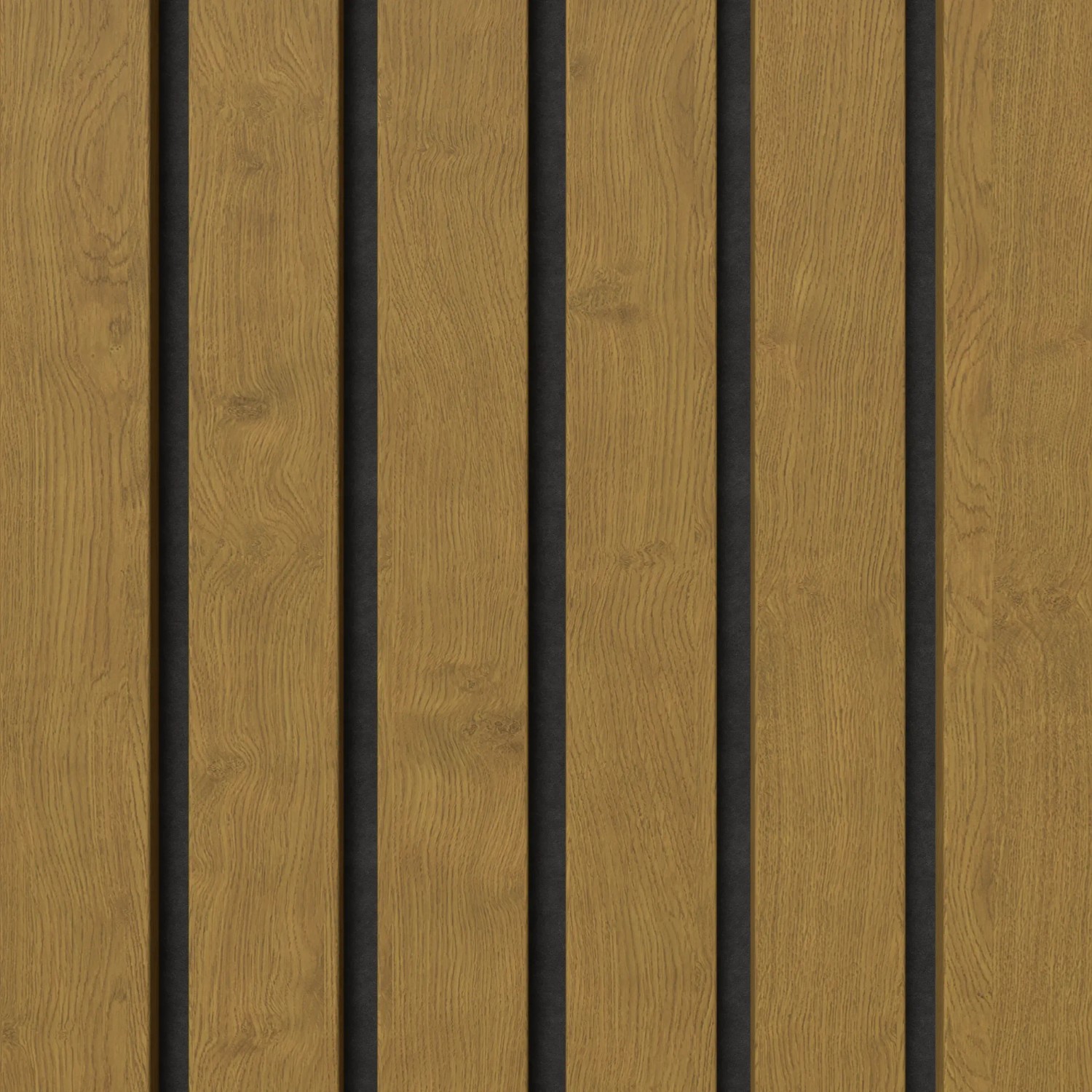 Denpanels Akustikpaneel Eiche Braun, foliert, 240x60 cm, zur Schallabsorption in Innenräumen.