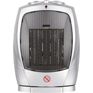 Silberner Keramik-Heizlüfter Tonder mit Oszillation und Schutzgitter. Heizgerät für bis zu 9 m².