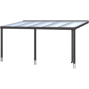 Skan Holz Terrassenüberdachung Garda, 541x257 cm, Aluminium Anthrazit mit klaren Doppelstegplatten.