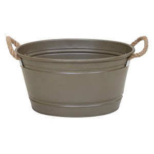 M Collections Zinkwanne Beat Oval Rope 28 cm x 37 cm x 52 cm Olivgrau