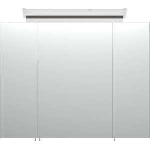 Posseik Spiegelschrank, 80 cm breit, anthrazit mit Softclose und Aufsatzleuchte.