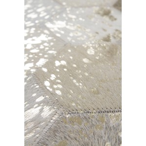 Detailansicht Teppich Masque 410, elfenbein-gold, 120x170 cm, Lederteppich mit Metallic-Effekt.