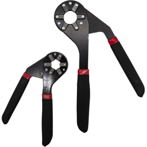 Steuber Zangenschraubenschlüssel, verstellbar mit schwarzem Griff und roter Akzentuierung.