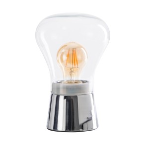 Näve Tischleuchte Kerry mit Glas, 21 cm hoch, Design-Tischlampe mit klarem Glas und Edelstahlfuß.
