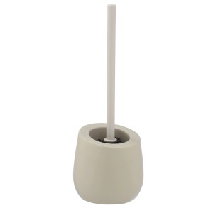 Beige Wenko WC-Garnitur Badi aus Keramik mit Silikonbürste und schwarzem Bürstenkopf.