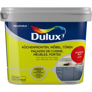 Dulux Fresh Up Lack Madras Rot, 750ml, für Möbel, Küchen und Türen. Satin-Glanz für Holz, Melamin, PVC und Metall.