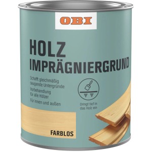 Dose OBI Holz-Imprägniergrund Transparent, farblos, für innen und außen. Holzgrundierung für gleichmäßig saugende Untergründe.