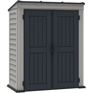Duramax Kunststoff-Gartenhaus YardMate Pent, graues Gerätehaus mit Doppeltür.