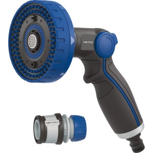 LUX-TOOLS Classic Gartenbrause mit Schlauchstück für Rasen- und Beetbewässerung.