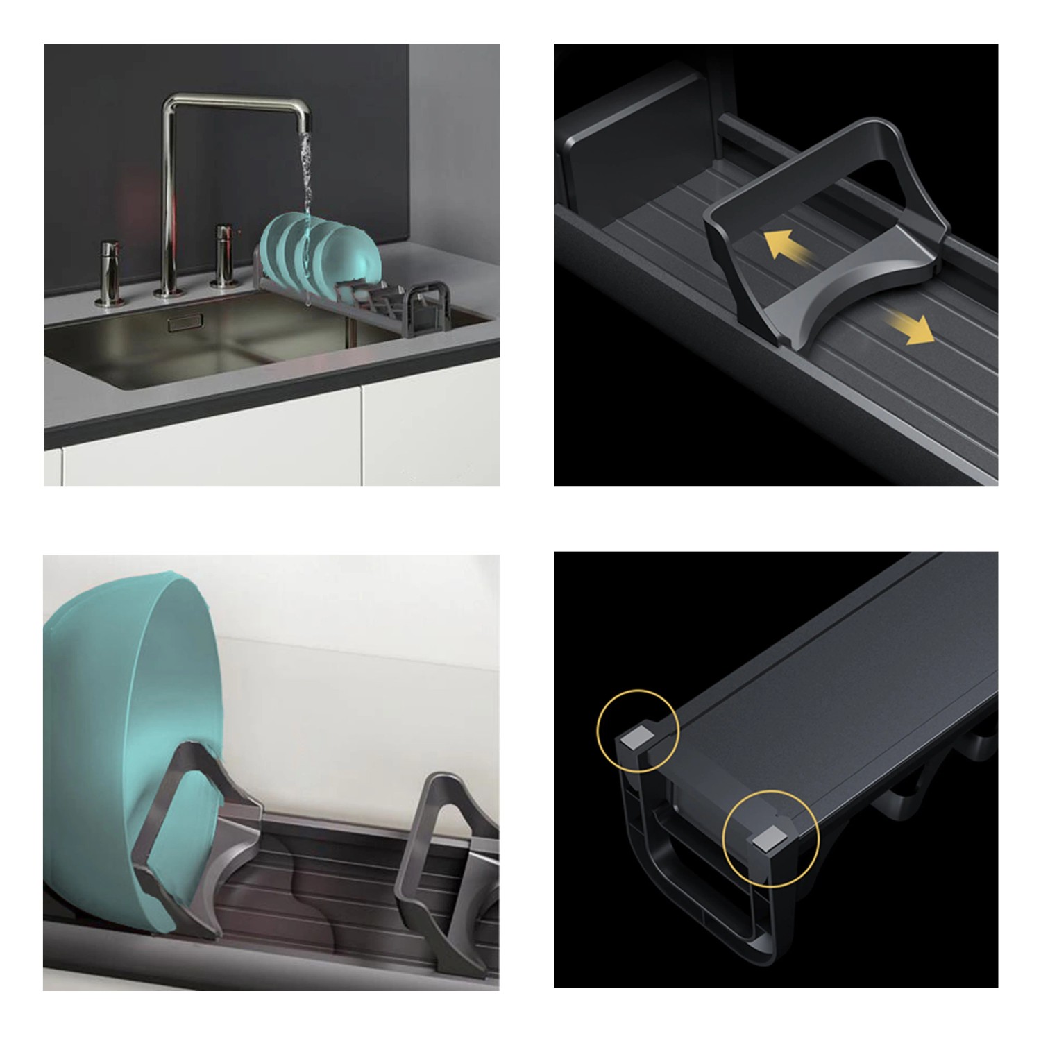 Emuca Tellereinsatz Orderbox für Schublade 120x470mm Aluminium und Kunststoff Anthrazitgrau_4