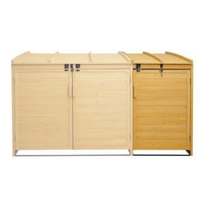 Braune MCW Mülltonnenbox Erweiterung H75 aus Holz, 120x68x104cm.