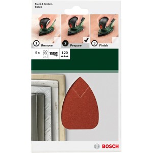 Bosch Multischleifblätter DIY K120, 5er-Pack für Multischleifer, Körnung 120.