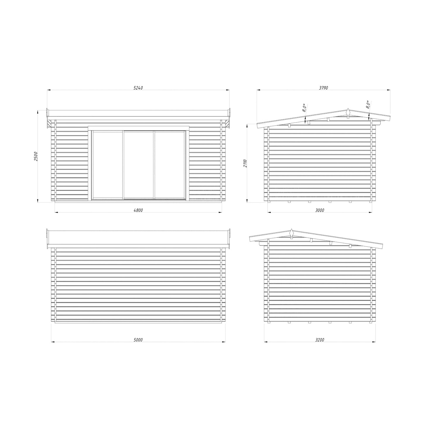 Palmako Gartenhaus Ines Slide 480 x 300 cm Lackiert Grau-Anthrazit FSC®_5
